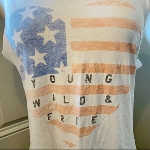 Junk Food | Red White Blue Young Wild & Free Flag Tank Top S